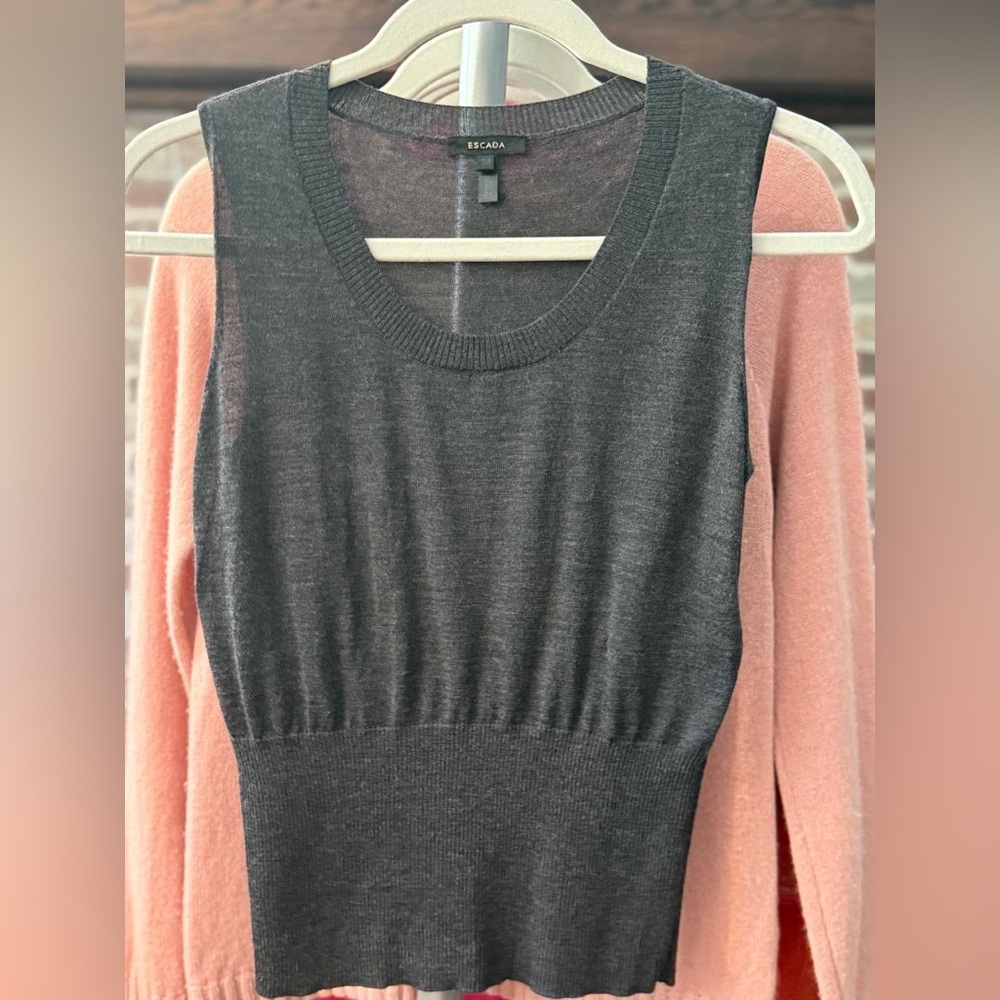 Escada Charcoal Sleeveless Knit Top